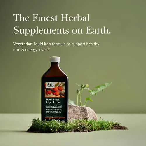 GAIA HERBS | Plant Force Liquid Iron Hierro Líquido 10 mg | Botella de 473 ml | Apoyo a la Energía y Formación de Glóbulos Rojos