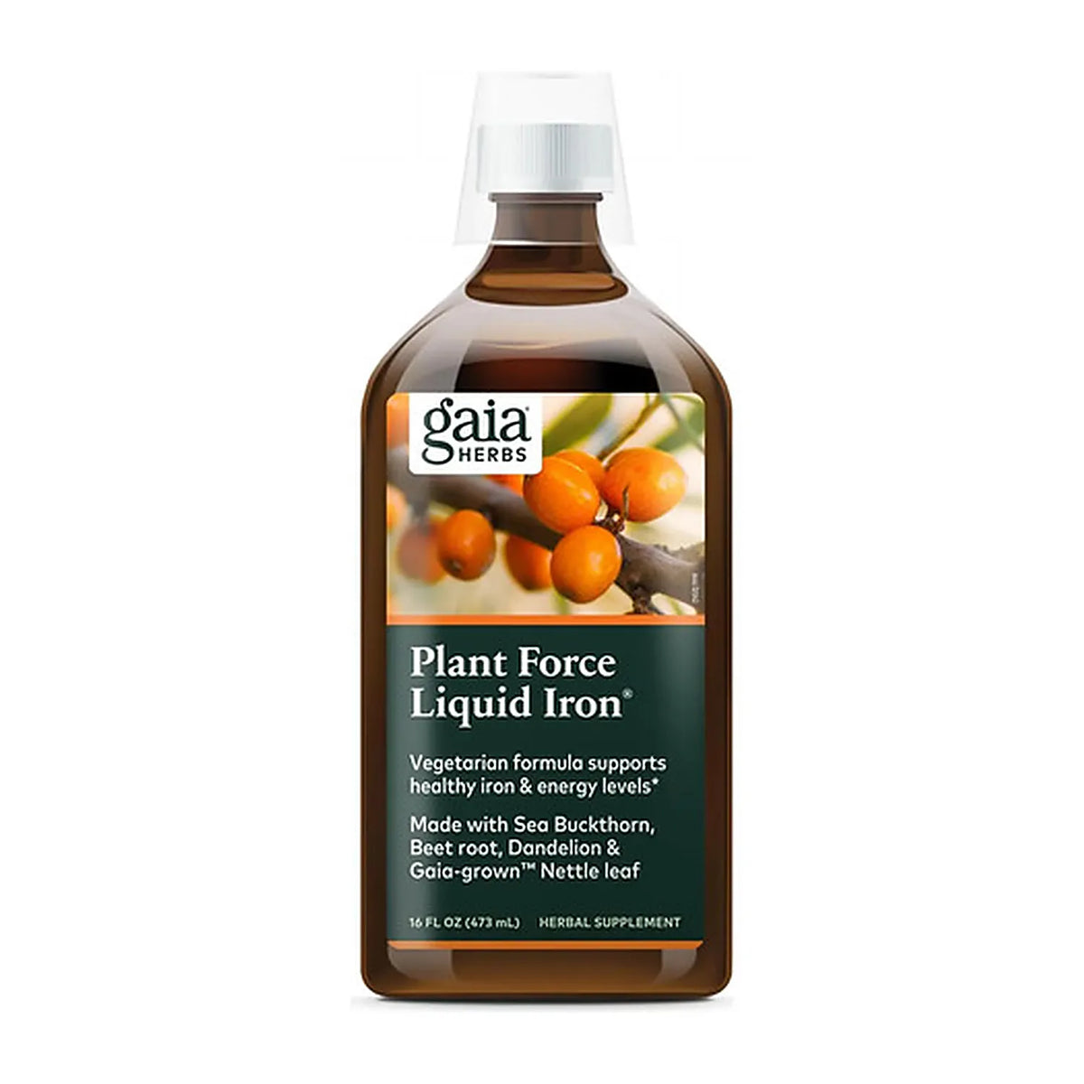 GAIA HERBS | Plant Force Liquid Iron Hierro Líquido 10 mg | Botella de 473 ml | Apoyo a la Energía y Formación de Glóbulos Rojos