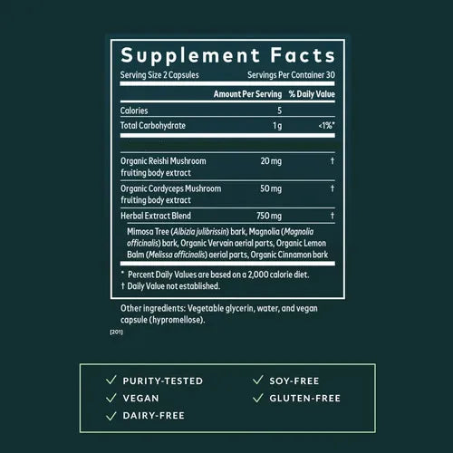 GAIA HERBS | Adrenal Health Nightly Restore con Reishi y Ashwagandha | 60 Cápsulas Veganas | Apoyo al Estrés, Relajación y Descanso Nocturno