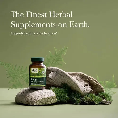 GAIA HERBS | Bacopa Monnieri Orgánica 350 mg | 60 Cápsulas Veganas | Apoyo a la Memoria, Concentración y Función Cognitiva