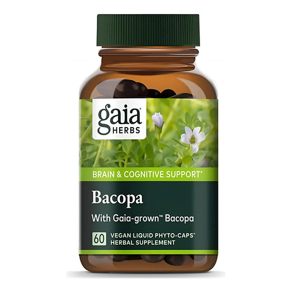 GAIA HERBS | Bacopa Monnieri Orgánica 350 mg | 60 Cápsulas Veganas | Apoyo a la Memoria, Concentración y Función Cognitiva
