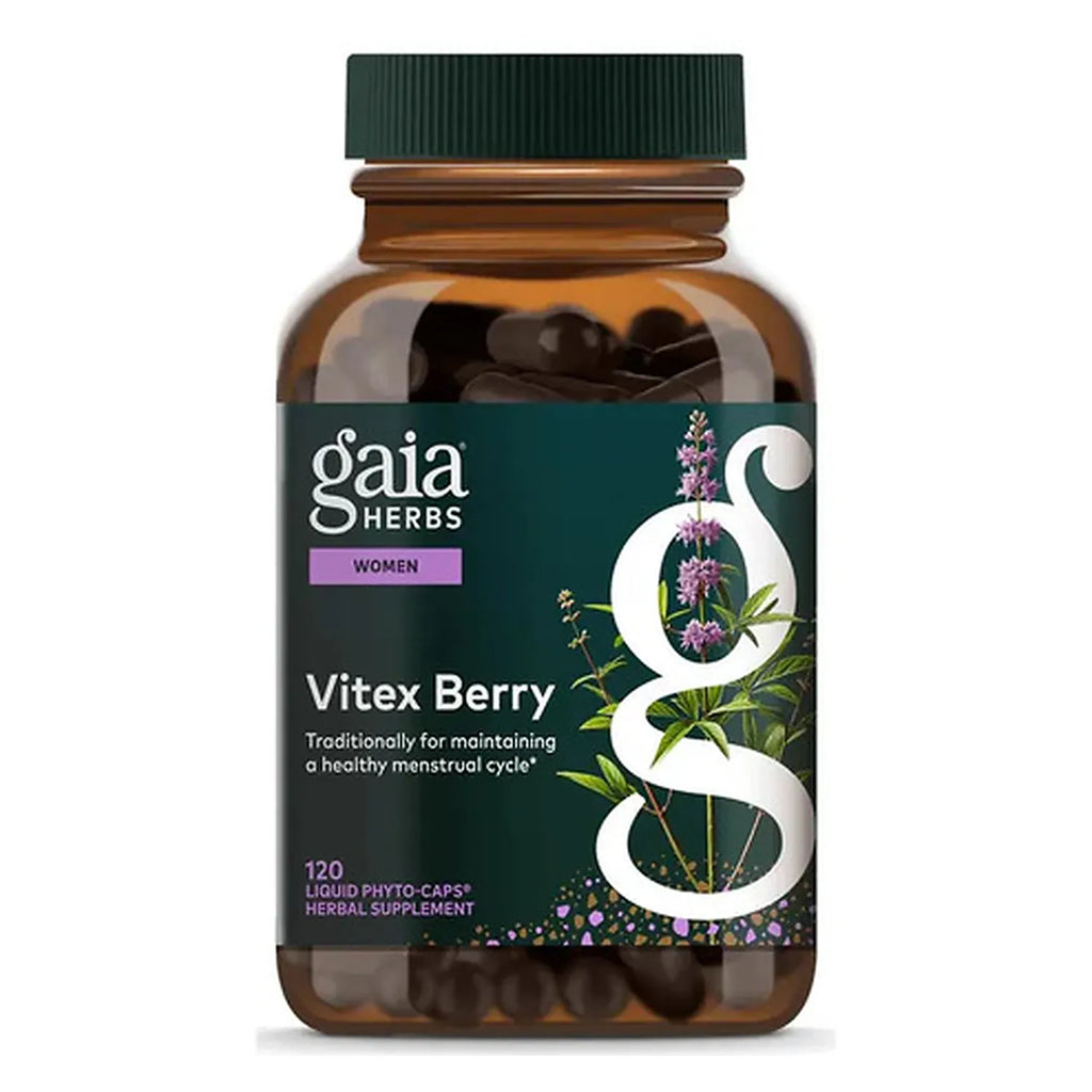 GAIA HERBS | Vitex Berry Extracto de Sauzgatillo 500 mg | 120 Cápsulas Veganas | Apoyo al Equilibrio Hormonal Femenino y Ciclo Menstrual