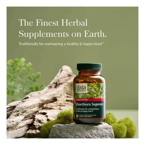 GAIA HERBS | Hawthorn Supreme Espino Blanco Orgánico 500 mg | 120 Cápsulas Veganas | Apoyo a la Salud Cardiovascular y Circulación