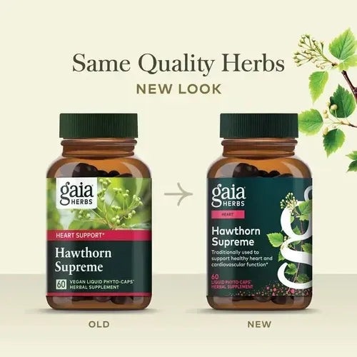 GAIA HERBS | Hawthorn Supreme Espino Blanco Orgánico 500 mg | 120 Cápsulas Veganas | Apoyo a la Salud Cardiovascular y Circulación