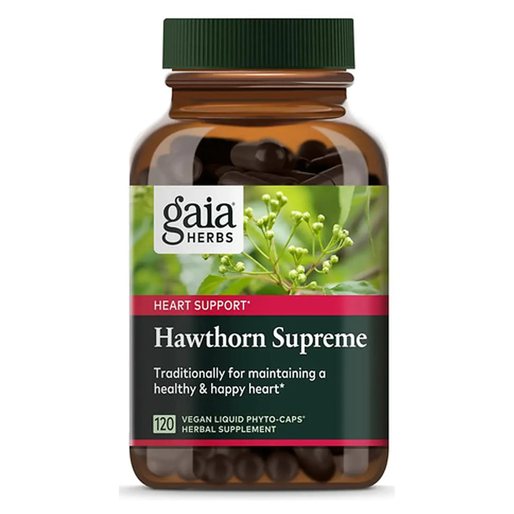 GAIA HERBS | Hawthorn Supreme Espino Blanco Orgánico 500 mg | 120 Cápsulas Veganas | Apoyo a la Salud Cardiovascular y Circulación