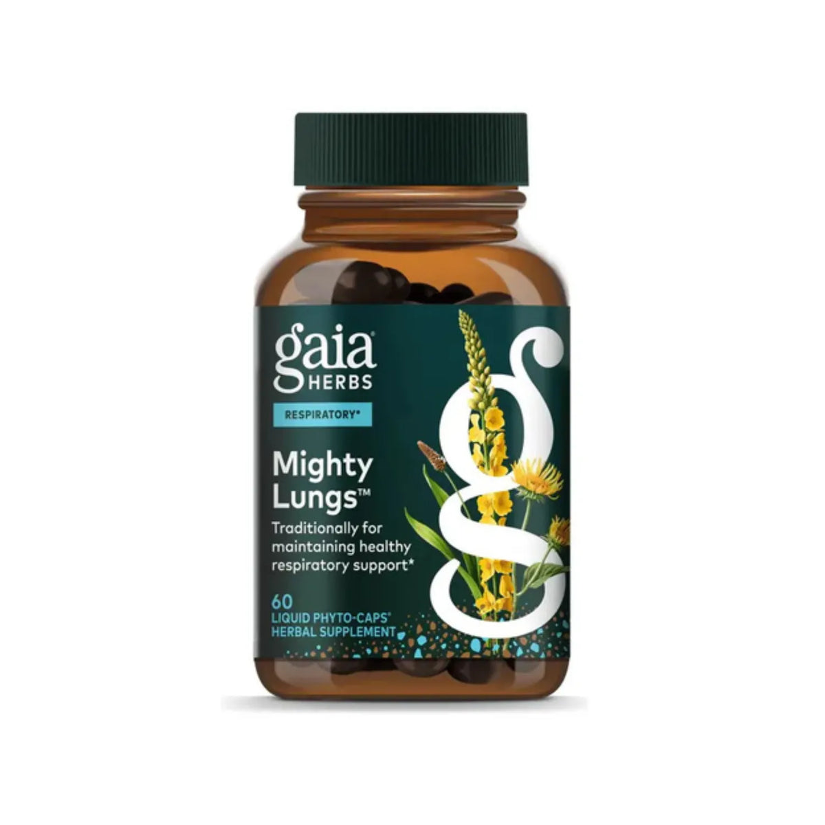 GAIA HERBS | Mighty Lungs Apoyo Pulmonar con Gordolobo y Llantén | 60 Fitocápsulas Veganas | Bienestar Respiratorio y Pulmonar
