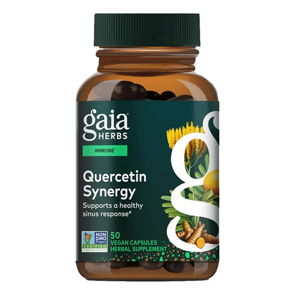 GAIA HERBS | Quercetin Synergy Quercetina 500 mg con Limón y Cúrcuma | 50 Cápsulas Veganas | Apoyo Inmunológico y Antioxidante