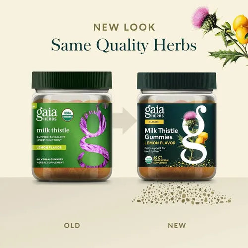 GAIA HERBS | Milk Thistle Cardo Mariano con Silimarina | 60 Gomitas Veganas Sabor Limón | Apoyo a la Salud Hepática y Protección Antioxidante