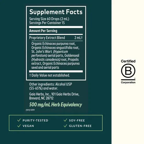 GAIA HERBS | Echinacea Goldenseal Supreme con Equinácea y Sello de Oro | 30 ml | Apoyo al Sistema Inmunológico y Bienestar Respiratorio
