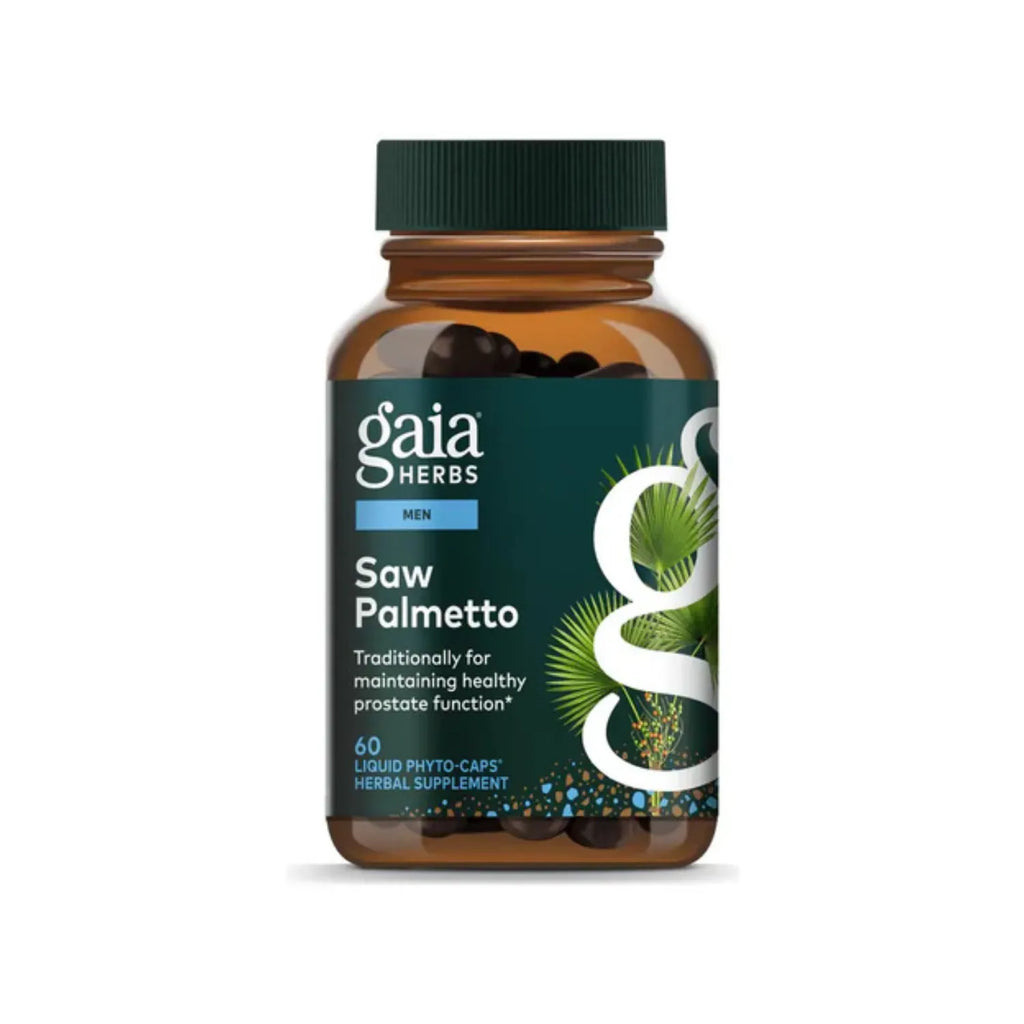 GAIA HERBS | Saw Palmetto Palma de Sierra 188 mg | 60 Fitocápsulas Veganas | Apoyo Prostático y Bienestar Urinario Masculino