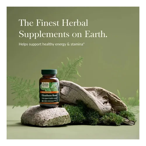 GAIA HERBS | Eleuthero Root Raíz de Ginseng Siberiano 277 mg | 60 Cápsulas Veganas | Apoyo a la Energía, Resistencia Física y Estrés