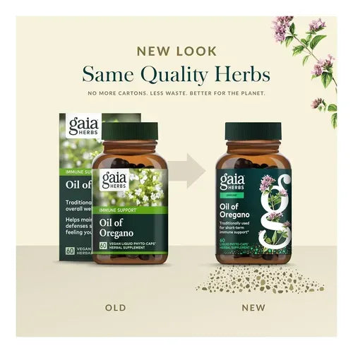 GAIA HERBS | Oil of Oregano Aceite de Orégano 230 mg | 60 Fitocápsulas Veganas | Apoyo al Sistema Inmunológico y Bienestar Digestivo