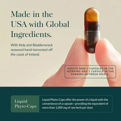 Gaia Herbs Thyroid Support | 60 Cápsulas Vegetales | Yodo y Extractos Herbales | Bienestar Metabólico | Suplemento Alimenticio