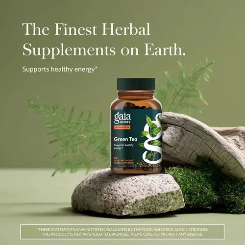 GAIA HERBS | Green Tea Té Verde Orgánico 702 mg | 60 Cápsulas Veganas | Apoyo Antioxidante, Energía y Bienestar Cardiovascular