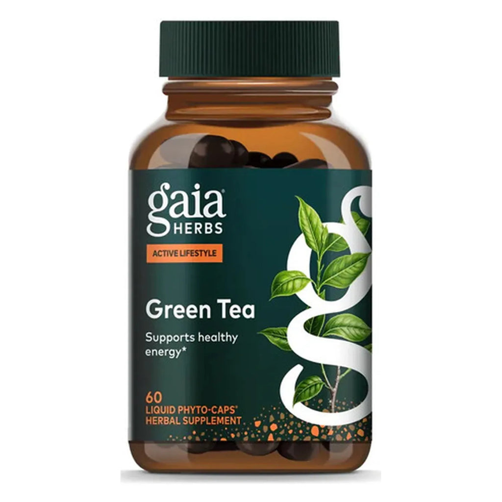 GAIA HERBS | Green Tea Té Verde Orgánico 702 mg | 60 Cápsulas Veganas | Apoyo Antioxidante, Energía y Bienestar Cardiovascular