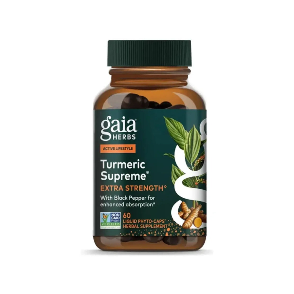 GAIA HERBS | Turmeric Supreme Cúrcuma Orgánica 616 mg | 60 Fitocápsulas Veganas | Apoyo Antioxidante y Bienestar Articular