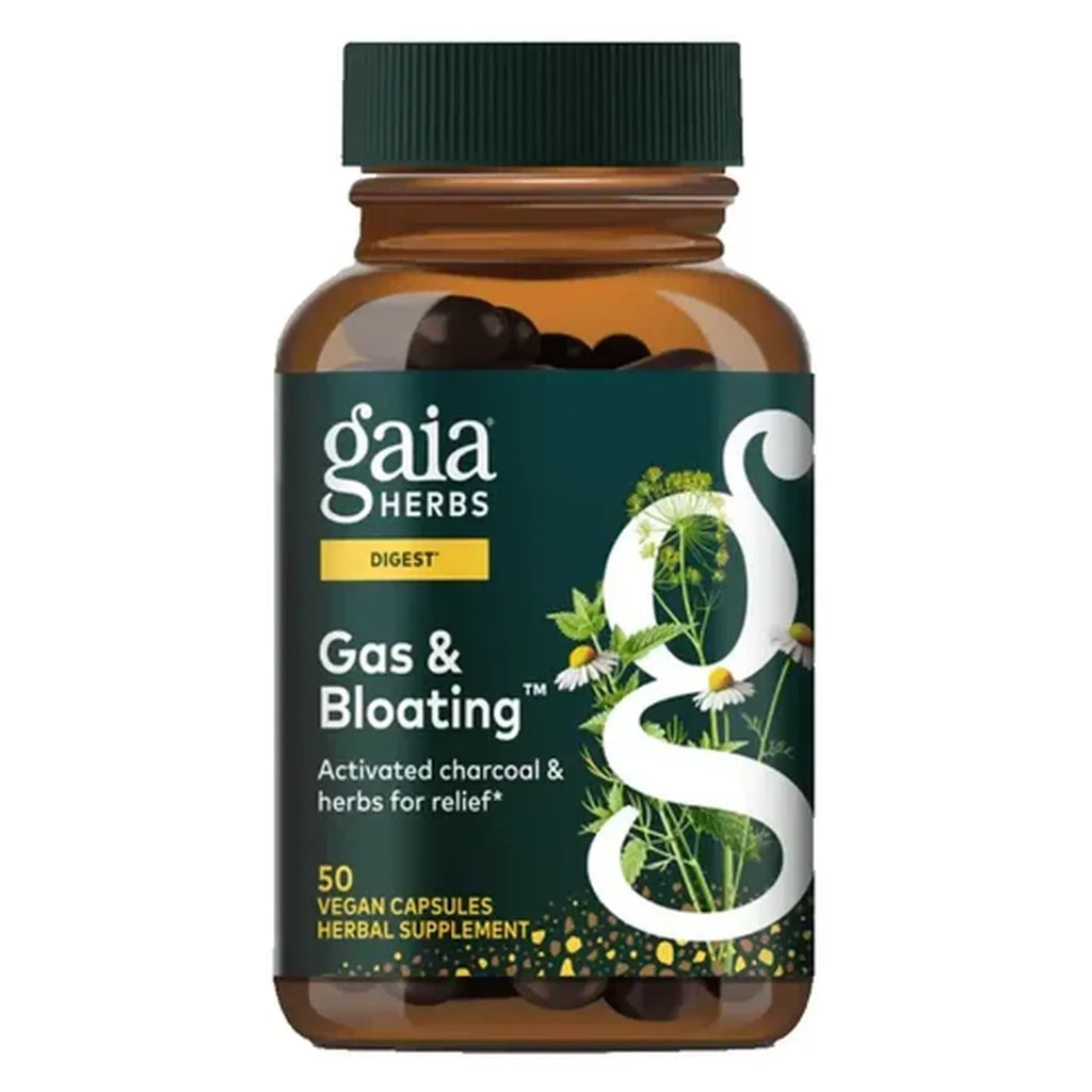GAIA HERBS | Gas & Bloating con Carbón Activado e Hinojo | 50 Cápsulas Veganas | Apoyo Digestivo y Alivio de Gases e Hinchazón