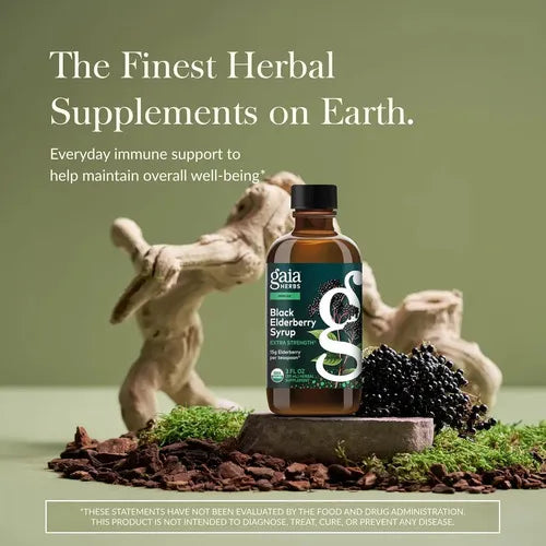 Gaia Herbs Black Elderberry | Saúco Negro Orgánico | 89 ml | Apoyo Inmunológico y Protección Antioxidante | Suplemento Alimenticio