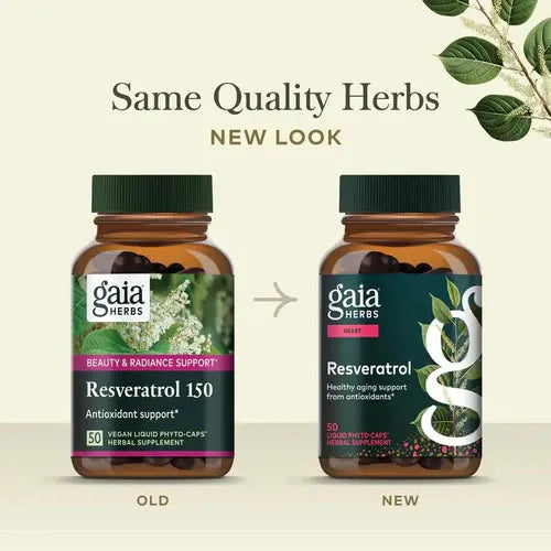Gaia Herbs Resveratrol 150 | 50 Cápsulas Vegetales | Antioxidantes Naturales | Bienestar Cardiovascular | Suplemento Alimenticio