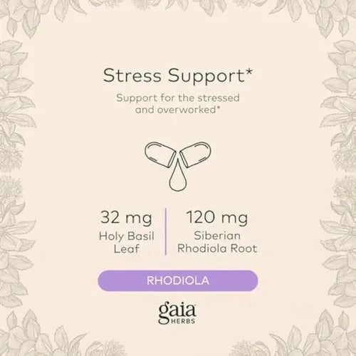 GAIA HERBS | Adrenal Health Daily Support con Rhodiola y Ashwagandha | 120 Fitocápsulas Veganas | Apoyo al Estrés, Energía y Bienestar General