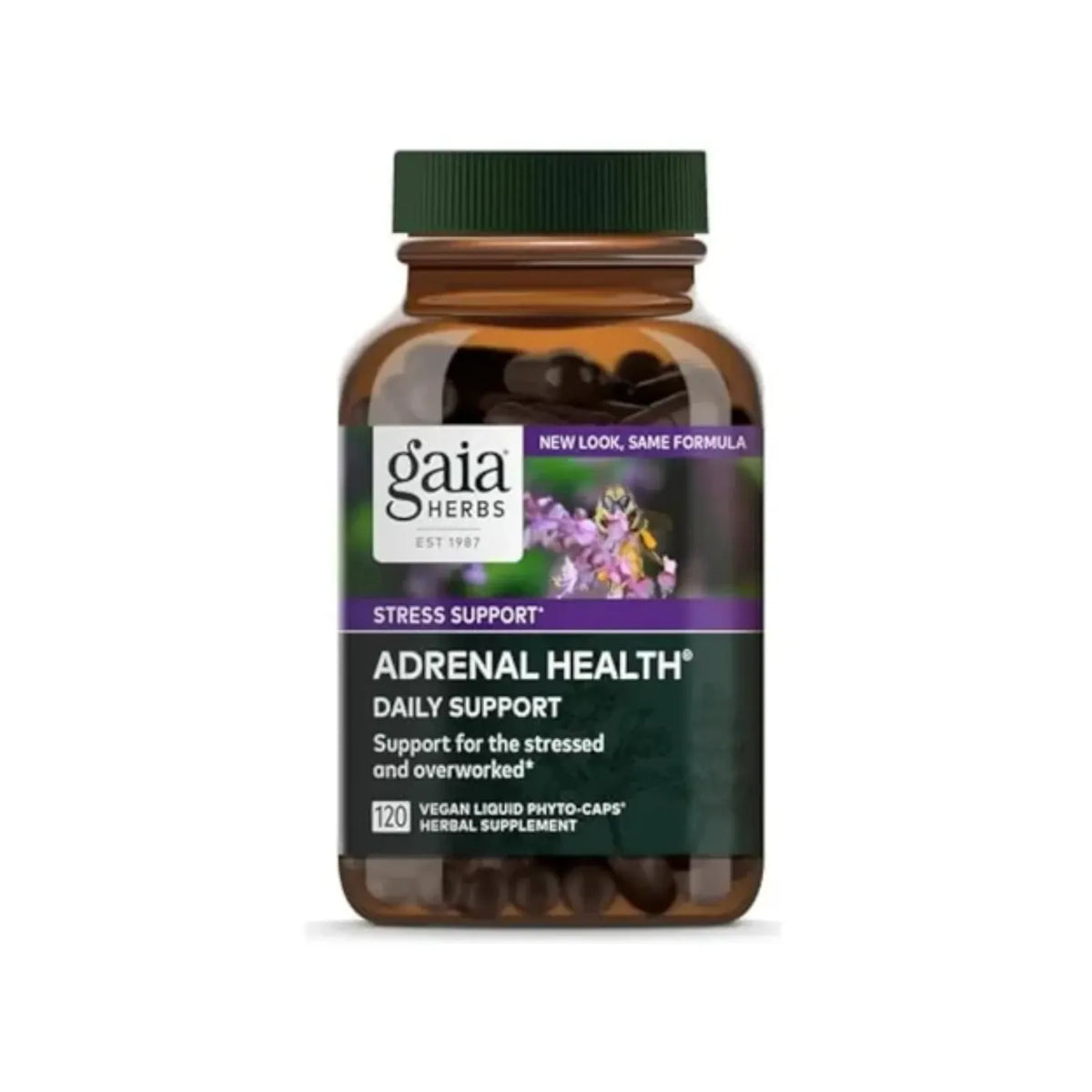 GAIA HERBS | Adrenal Health Daily Support con Rhodiola y Ashwagandha | 120 Fitocápsulas Veganas | Apoyo al Estrés, Energía y Bienestar General