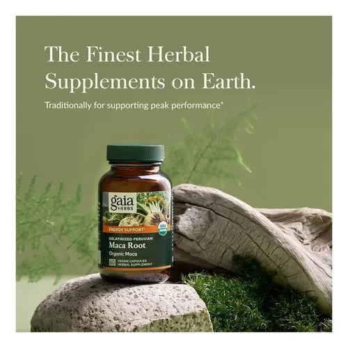 GAIA HERBS | Maca Root Raíz de Maca Orgánica 500 mg | 60 Cápsulas Vegetales | Apoyo a la Energía, Vitalidad y Resistencia Física