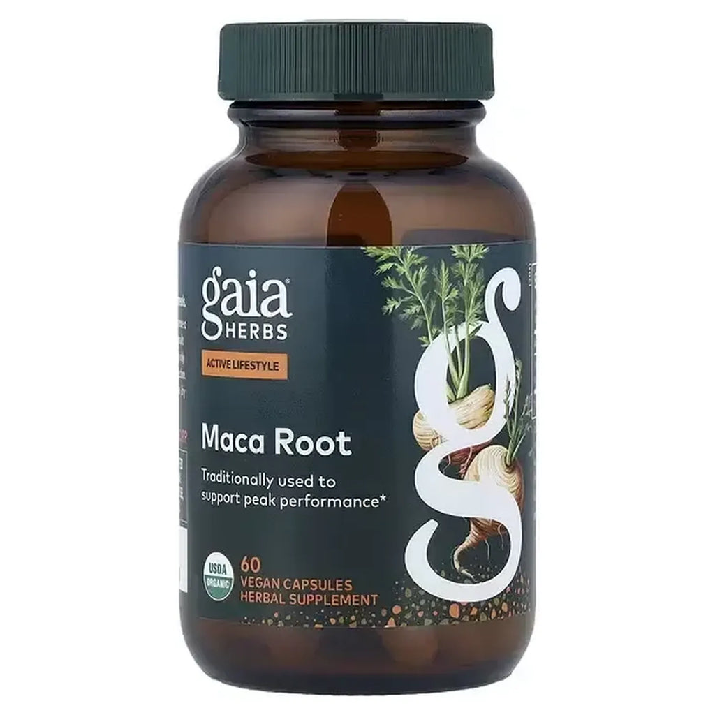 GAIA HERBS | Maca Root Raíz de Maca Orgánica 500 mg | 60 Cápsulas Vegetales | Apoyo a la Energía, Vitalidad y Resistencia Física