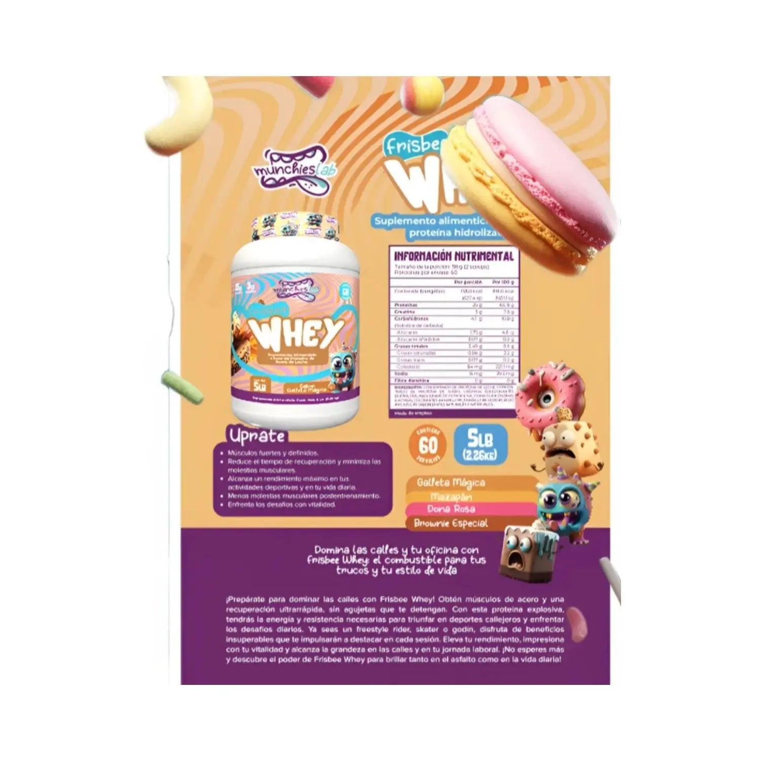 Munchieslab Proteína Whey 100% Suero De Leche 60 Serv Sfn Galleta Magica