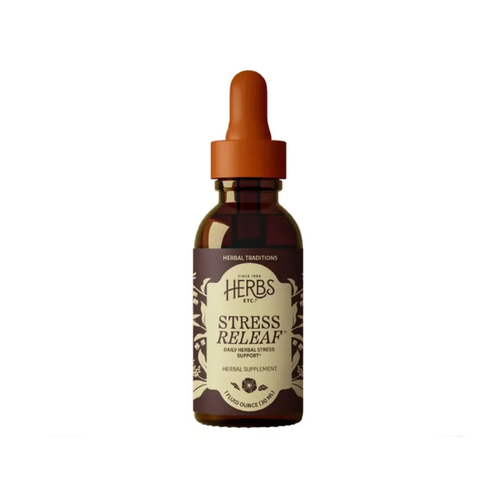 HERBS ETC. | Stress ReLeaf Tónico Herbal con Ashwagandha, Pasiflora y Albahaca Sagrada | 30 ml (1 oz) | Apoyo al Estrés y Relajación Natural