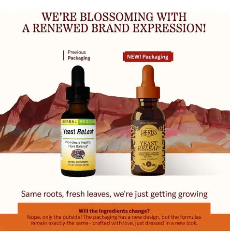 HERBS ETC. | Yeast ReLeaf Extracto Líquido con Pau D'Arco, Ajo y Cuasia | 30 ml (1 oz) | Apoyo al Equilibrio de la Flora Intestinal y Bienestar Digestivo
