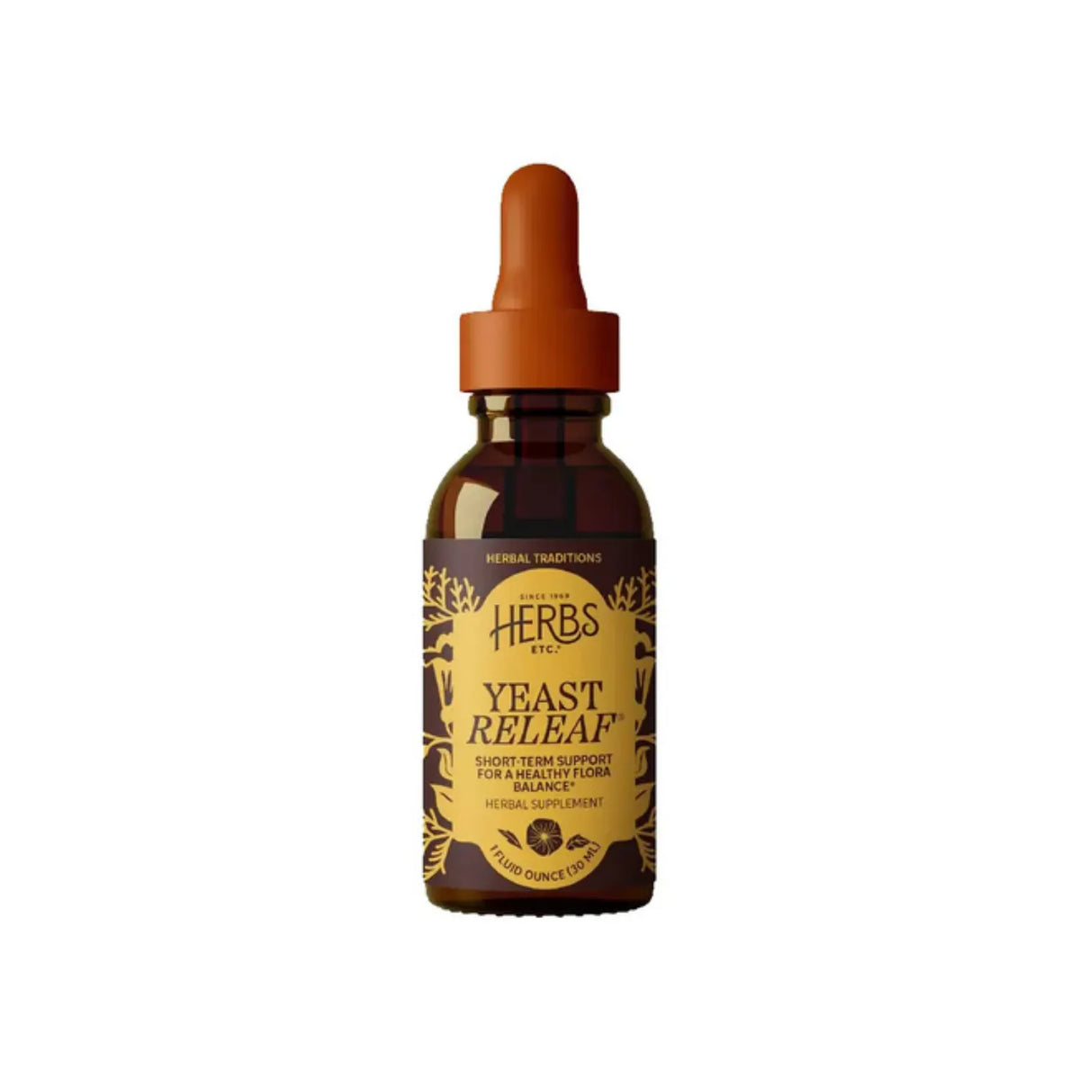 HERBS ETC. | Yeast ReLeaf Extracto Líquido con Pau D'Arco, Ajo y Cuasia | 30 ml (1 oz) | Apoyo al Equilibrio de la Flora Intestinal y Bienestar Digestivo