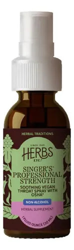 Herbs Etc. Singer's Saving Grace | Spray Herbal para Garganta | Sin Alcohol | 30 ml | Cuidado de la Voz | Suplemento Alimenticio