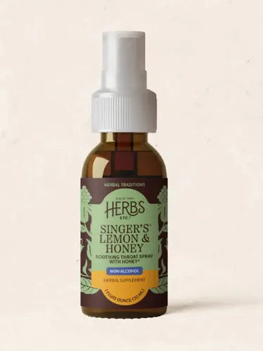 HERBS ETC. | Singer's Saving Grace Spray para Garganta Sin Alcohol | Limón y Miel | 30 ml | Apoyo a la Voz y Bienestar de la Garganta