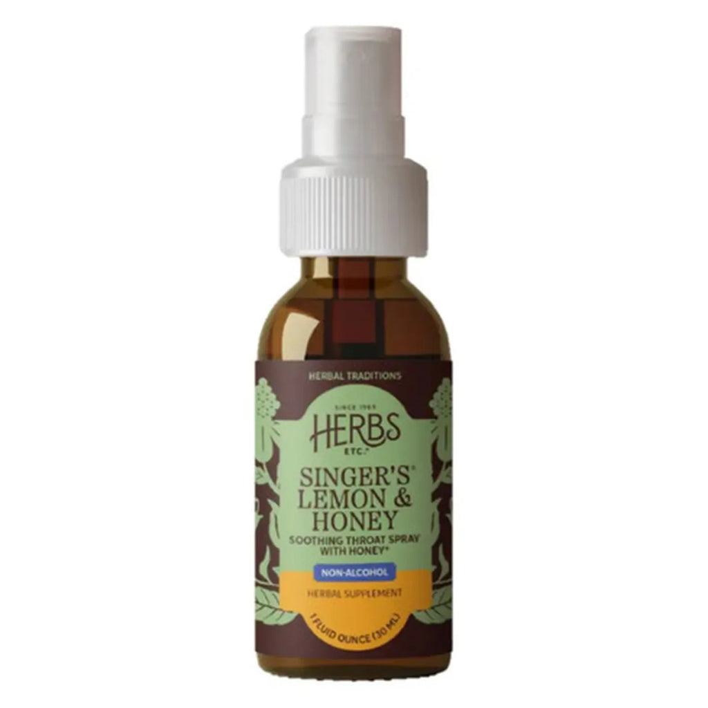 HERBS ETC. | Singer's Saving Grace Spray para Garganta Sin Alcohol | Limón y Miel | 30 ml | Apoyo a la Voz y Bienestar de la Garganta