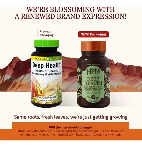 Herbs Etc. Deep Health | 60 Cápsulas Blandas | Hongos y Extractos Herbales | Bienestar General | Suplemento Alimenticio