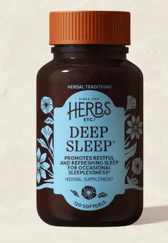 HERBS ETC. | Deep Sleep Sueño Profundo con Valeriana, Pasiflora y Manzanilla | 120 Cápsulas Blandas | Apoyo al Sueño y Descanso Nocturno