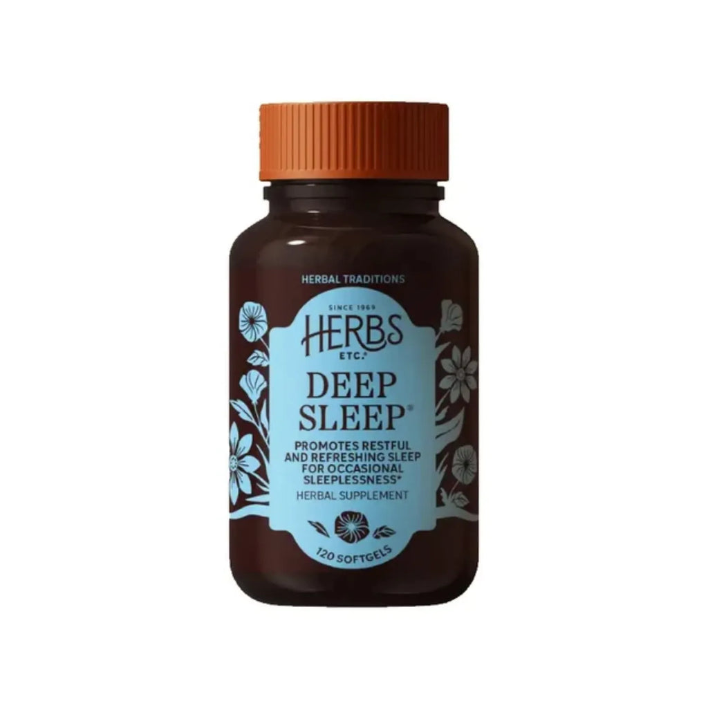 HERBS ETC. | Deep Sleep Sueño Profundo con Valeriana, Pasiflora y Manzanilla | 120 Cápsulas Blandas | Apoyo al Sueño y Descanso Nocturno