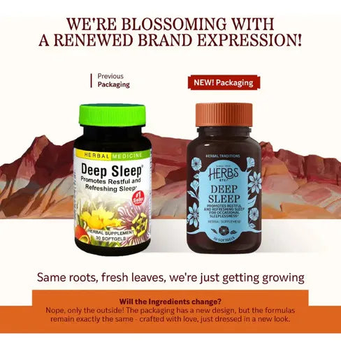 Herbs Etc. Deep Sleep | 30 Cápsulas Blandas | Valeriana, Pasiflora y Manzanilla | Descanso y Relajación | Suplemento Alimenticio