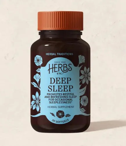 Herbs Etc. Deep Sleep | 30 Cápsulas Blandas | Valeriana, Pasiflora y Manzanilla | Descanso y Relajación | Suplemento Alimenticio