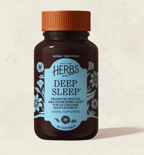 HERBS ETC. | Deep Sleep Sueño Profundo con Valeriana, Pasiflora y Manzanilla | 60 Cápsulas Blandas | Apoyo al Sueño y Descanso Nocturno