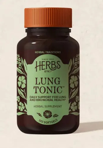 HERBS ETC. | Lung Tonic Tónico Pulmonar con Gordolobo, Marrubio y Equinácea | 120 Cápsulas Blandas | Apoyo Respiratorio y Bienestar Pulmonar