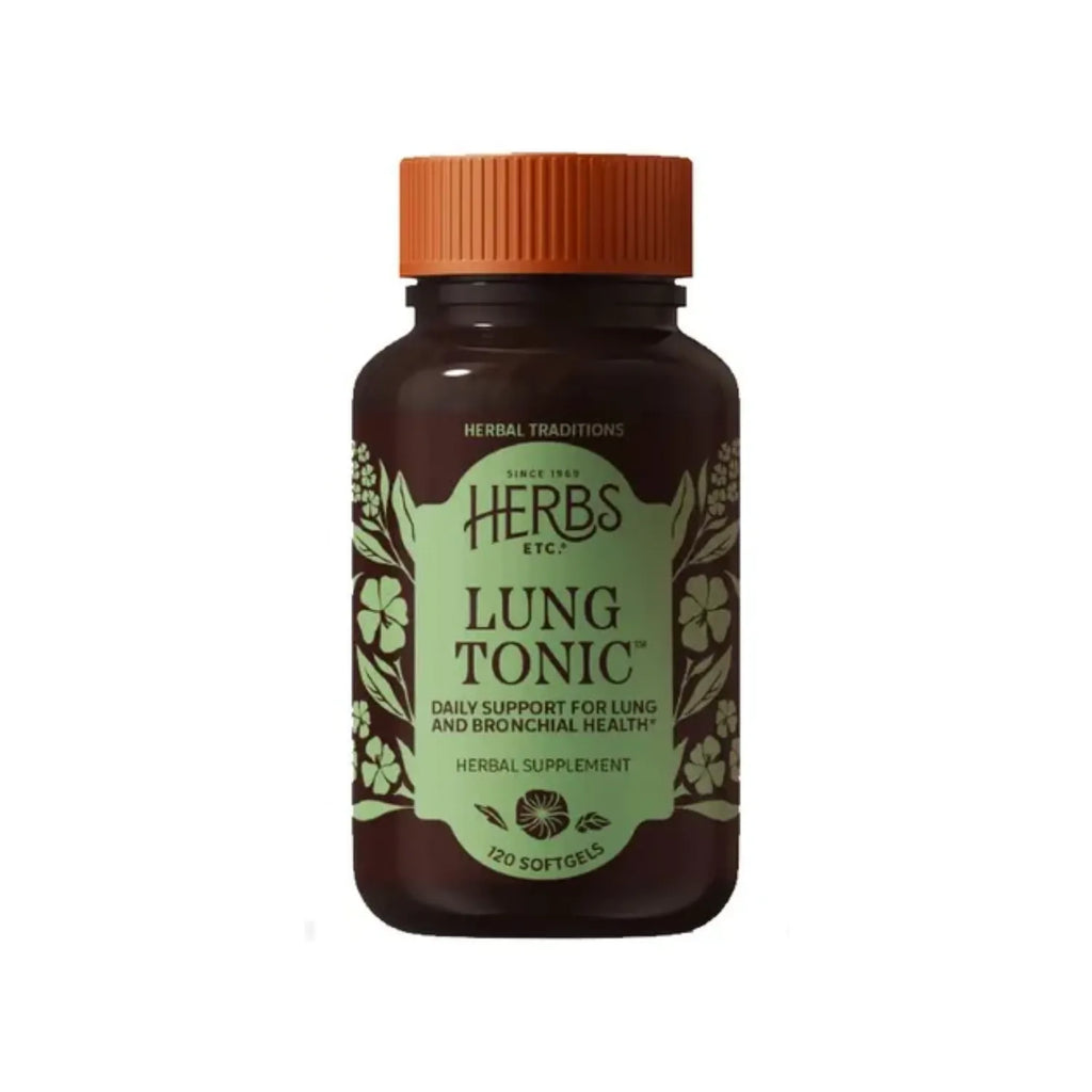 HERBS ETC. | Lung Tonic Tónico Pulmonar con Gordolobo, Marrubio y Equinácea | 120 Cápsulas Blandas | Apoyo Respiratorio y Bienestar Pulmonar