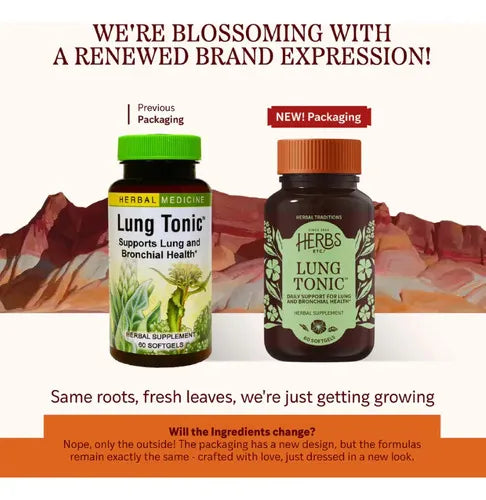 Herbs Etc. Lung Tonic | Tónico Pulmonar | 60 Cápsulas Blandas | Bienestar Respiratorio | Suplemento Alimenticio