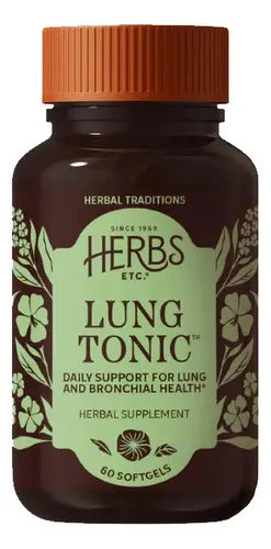 Herbs Etc. Lung Tonic | Tónico Pulmonar | 60 Cápsulas Blandas | Bienestar Respiratorio | Suplemento Alimenticio