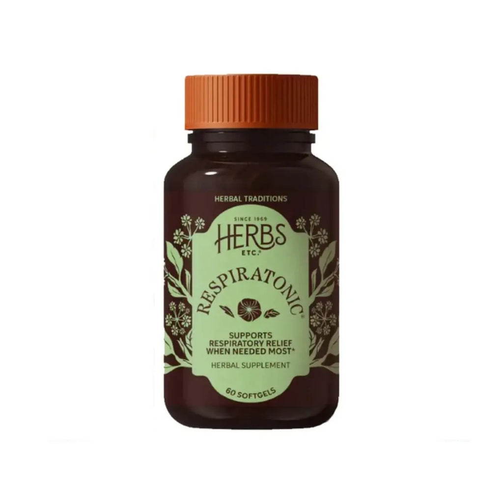 HERBS ETC. | Respiratonic Tónico Herbal Respiratorio | 60 Cápsulas Blandas | Apoyo Pulmonar y Bienestar de las Vías Respiratorias