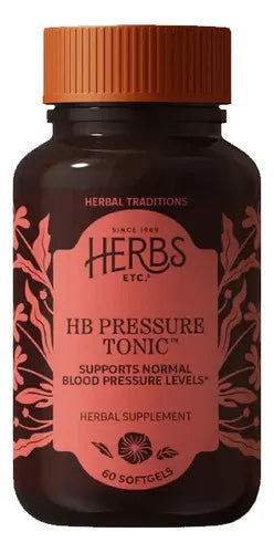 Herbs Etc. HB Pressure Tonic | 60 Cápsulas Blandas | Espino Blanco, Tilo y Pasiflora | Bienestar Cardiovascular | Suplemento Alimenticio