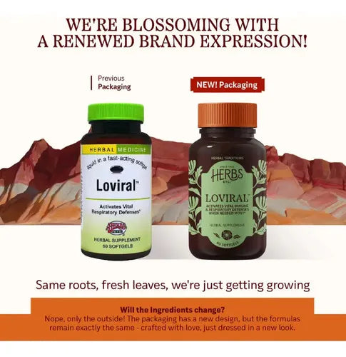Herbs Etc. Loviral | 60 Cápsulas Blandas | Lomatium, Pelargonio y Osha | Soporte Inmunológico | Suplemento Alimenticio