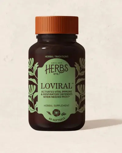 Herbs Etc. Loviral | 60 Cápsulas Blandas | Lomatium, Pelargonio y Osha | Soporte Inmunológico | Suplemento Alimenticio