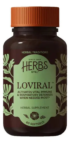 Herbs Etc. Loviral | 60 Cápsulas Blandas | Lomatium, Pelargonio y Osha | Soporte Inmunológico | Suplemento Alimenticio