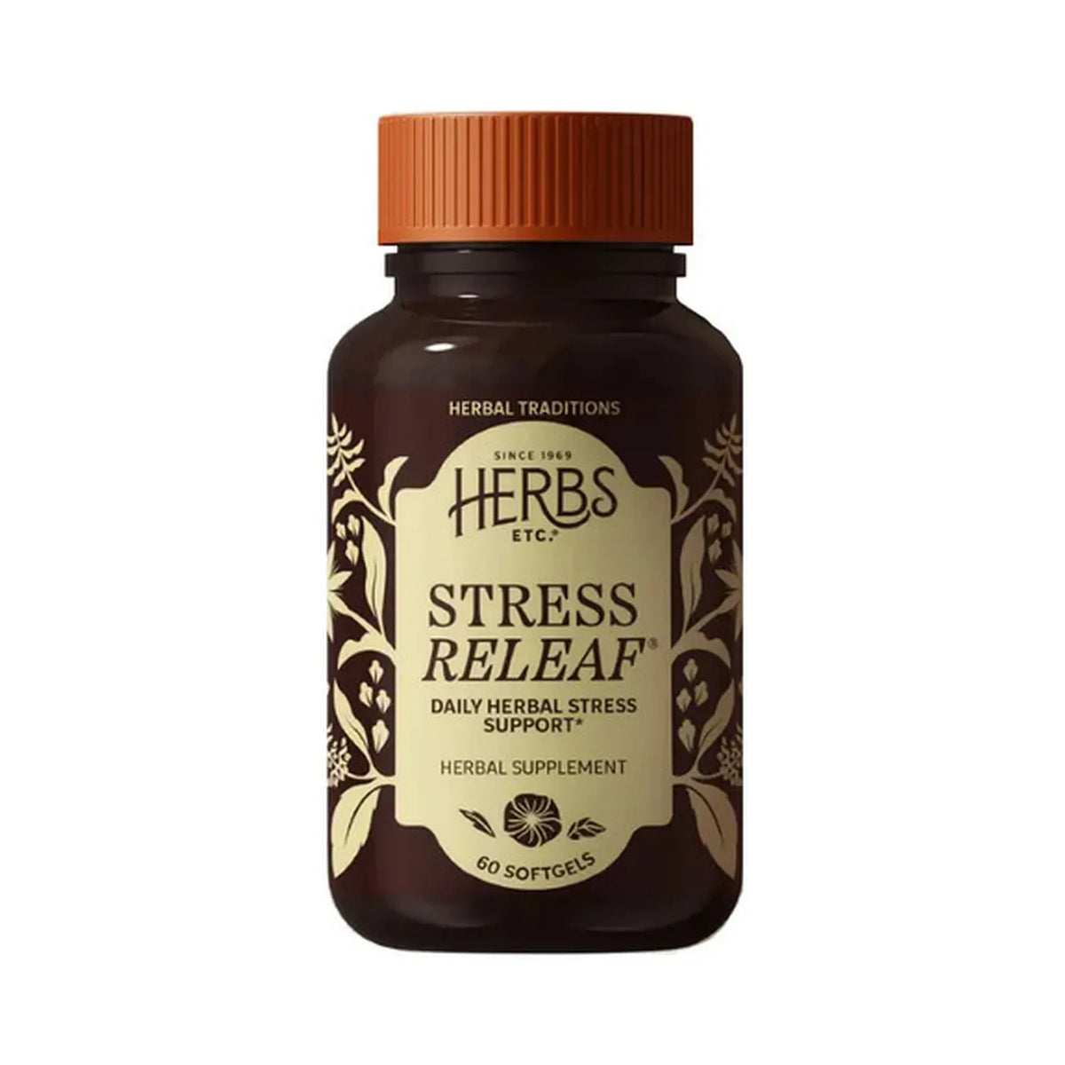 Herbs Etc. Stress ReLeaf | 60 Cápsulas Blandas | Ashwagandha, Valeriana y Pasiflora | Relajación y Bienestar Emocional | Suplemento Alimenticio